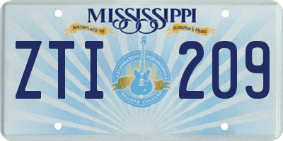 MS license plate ZTI209