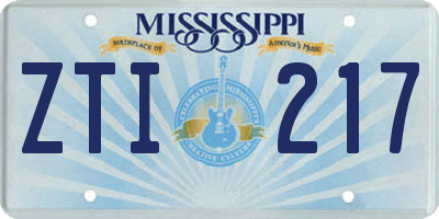 MS license plate ZTI217