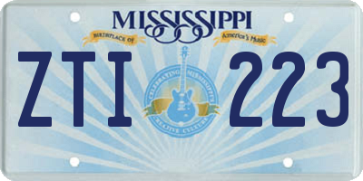 MS license plate ZTI223