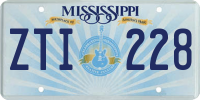MS license plate ZTI228