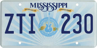 MS license plate ZTI230