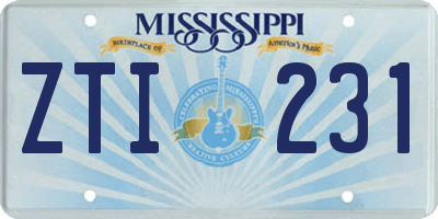 MS license plate ZTI231