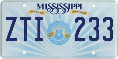 MS license plate ZTI233