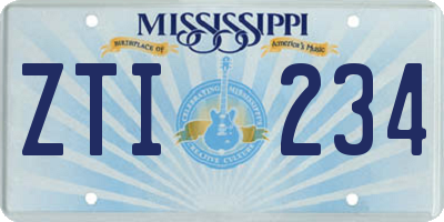 MS license plate ZTI234