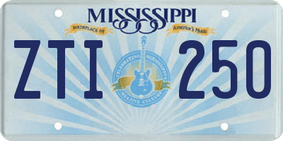 MS license plate ZTI250
