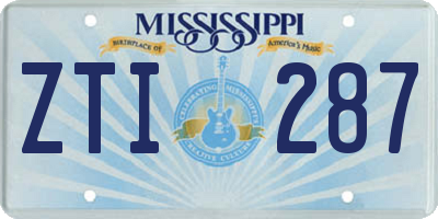 MS license plate ZTI287