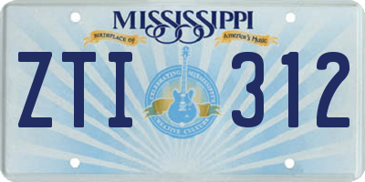 MS license plate ZTI312
