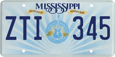 MS license plate ZTI345