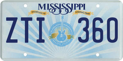 MS license plate ZTI360