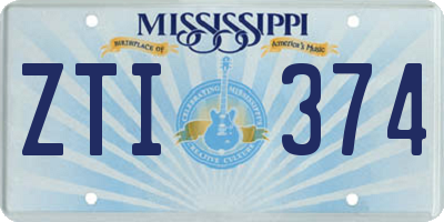 MS license plate ZTI374