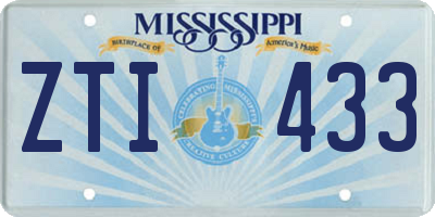 MS license plate ZTI433
