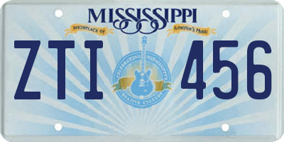 MS license plate ZTI456