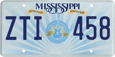 MS license plate ZTI458