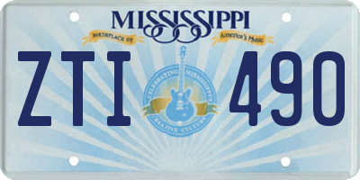 MS license plate ZTI490