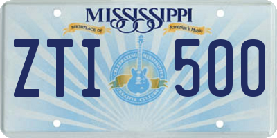 MS license plate ZTI500