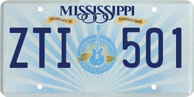 MS license plate ZTI501