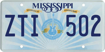 MS license plate ZTI502
