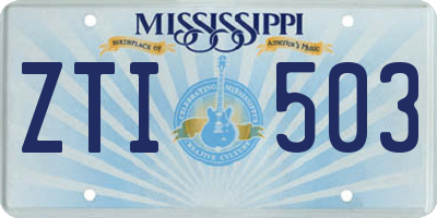 MS license plate ZTI503
