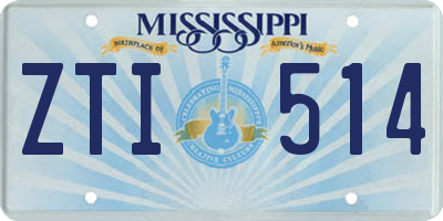 MS license plate ZTI514