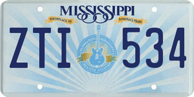 MS license plate ZTI534