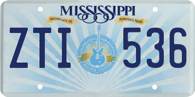 MS license plate ZTI536