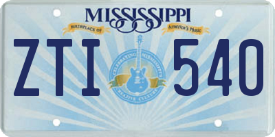 MS license plate ZTI540