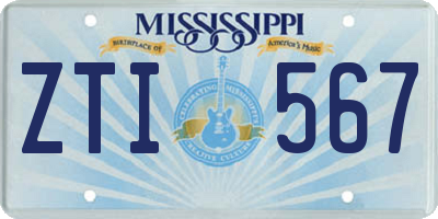 MS license plate ZTI567