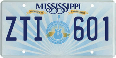 MS license plate ZTI601