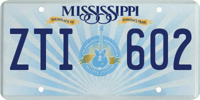MS license plate ZTI602