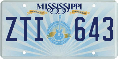 MS license plate ZTI643