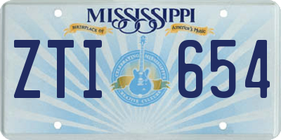 MS license plate ZTI654