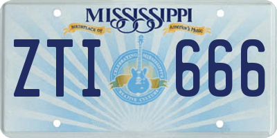 MS license plate ZTI666