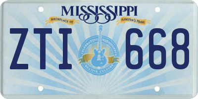 MS license plate ZTI668