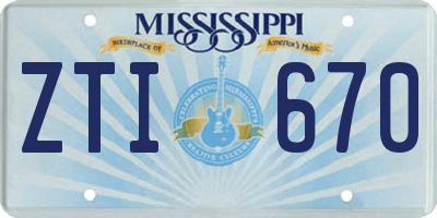MS license plate ZTI670