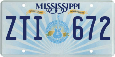 MS license plate ZTI672
