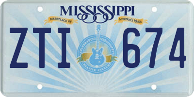 MS license plate ZTI674