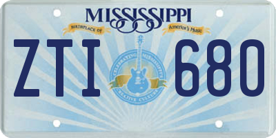 MS license plate ZTI680