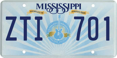 MS license plate ZTI701