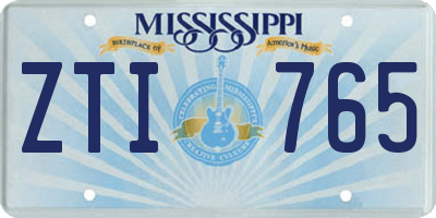 MS license plate ZTI765