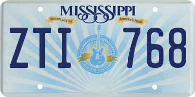 MS license plate ZTI768