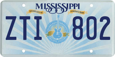 MS license plate ZTI802
