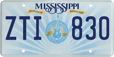 MS license plate ZTI830