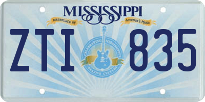 MS license plate ZTI835