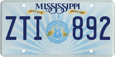MS license plate ZTI892