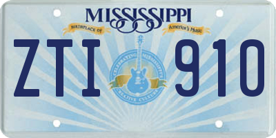 MS license plate ZTI910