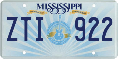 MS license plate ZTI922