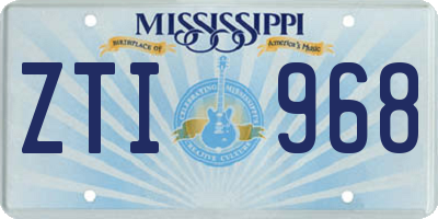 MS license plate ZTI968