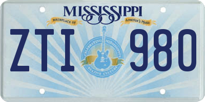 MS license plate ZTI980