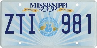 MS license plate ZTI981