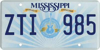 MS license plate ZTI985